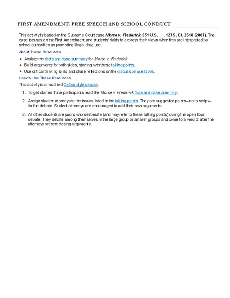 Morse v. Frederick Activity