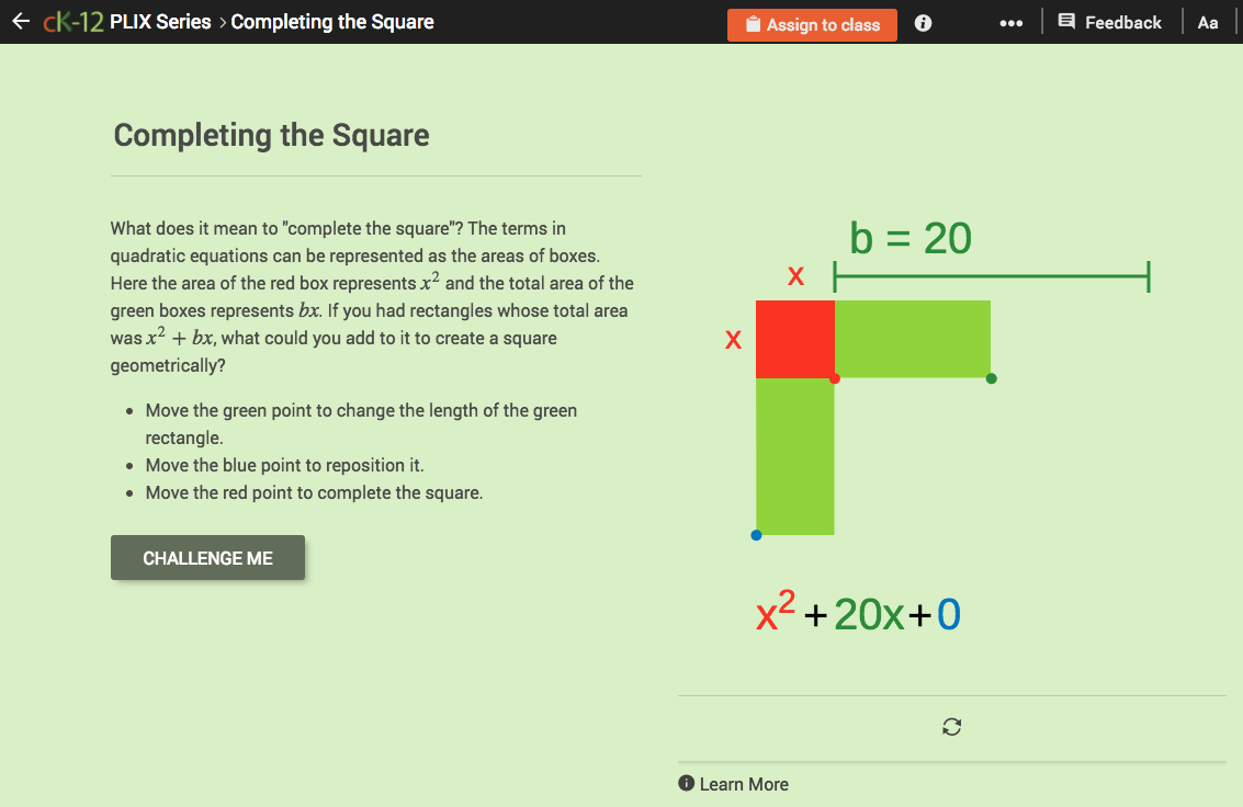 Completing the Square Interactive