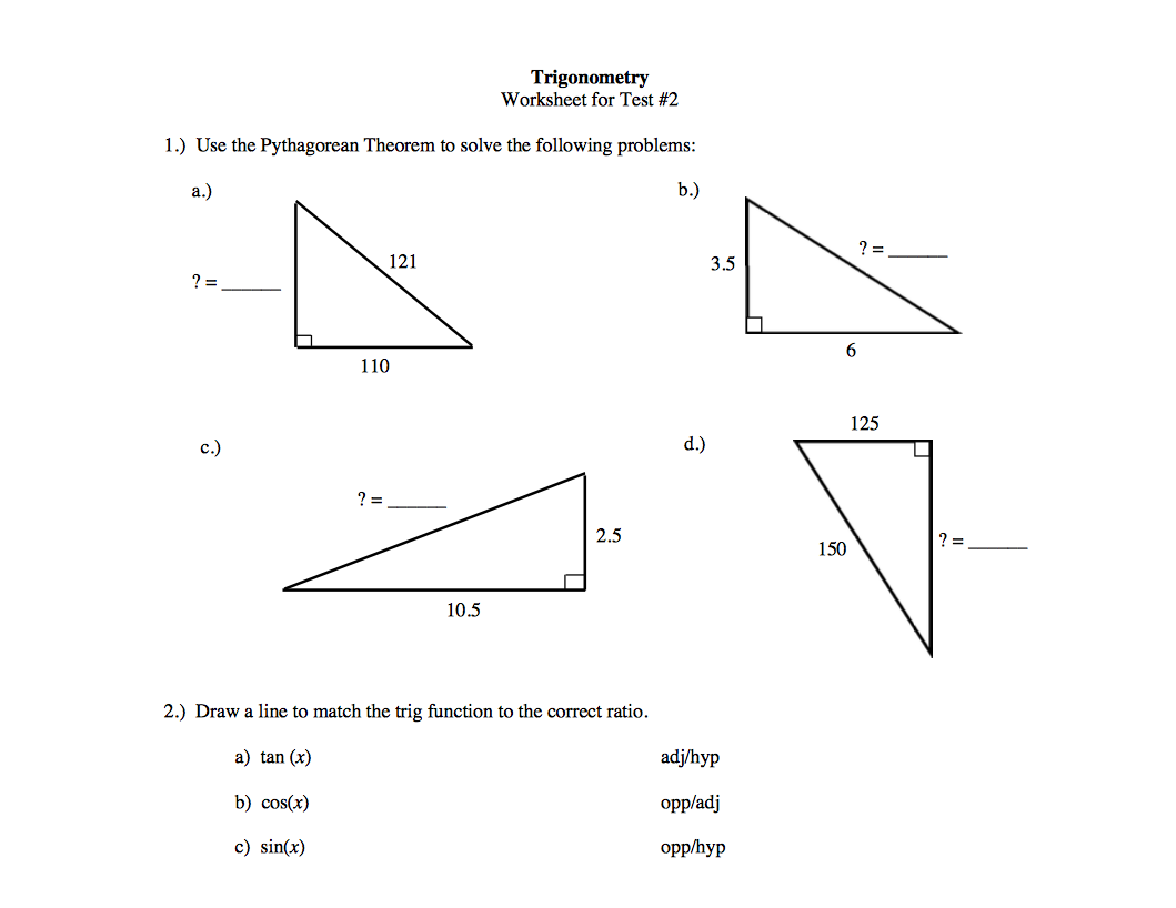 Trigonometry Worksheet