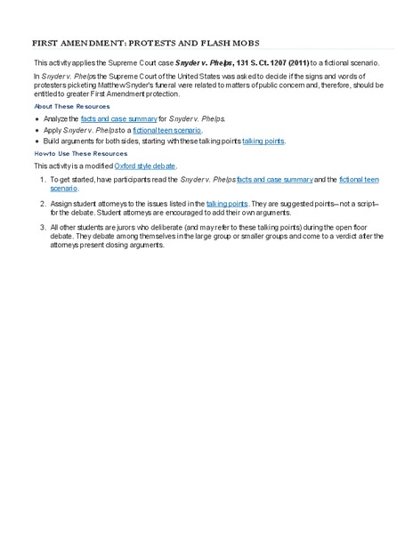 Snyder v. Phelps Activity