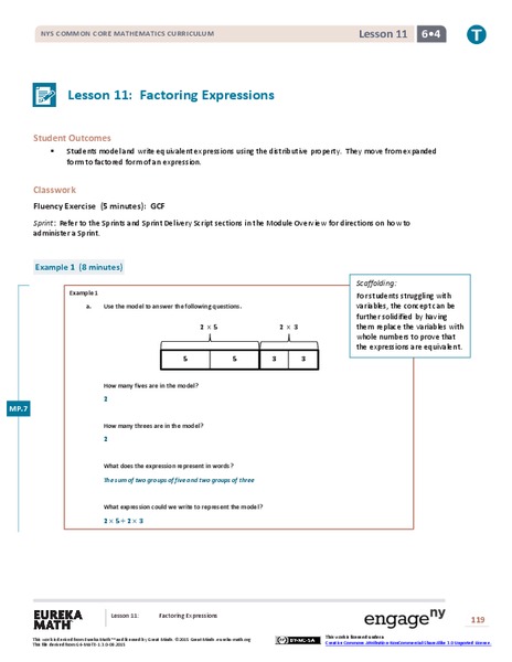 Factoring Expressions Lesson Plan