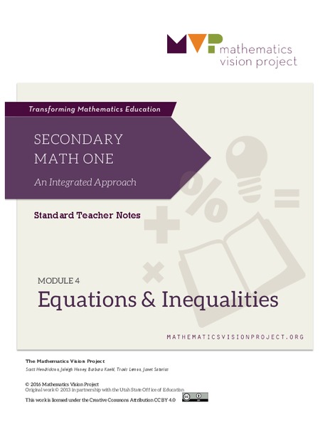 Equations and Inequalities Unit Plan