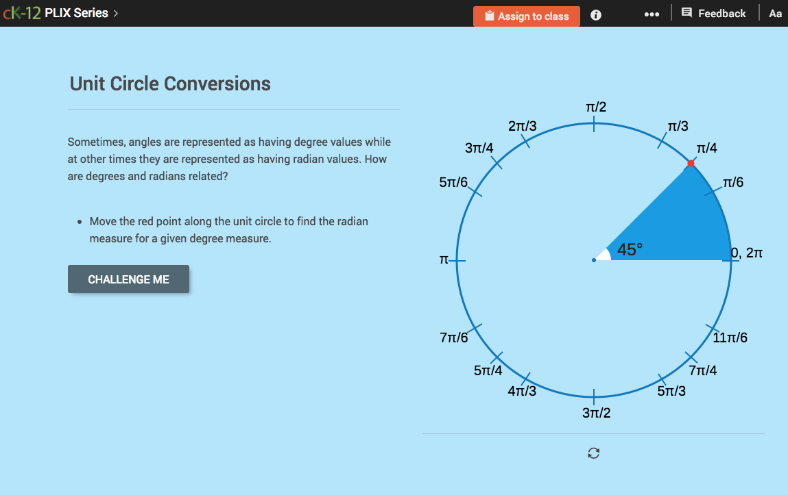 Radian Measure: Unit Circle Conversions Interactive