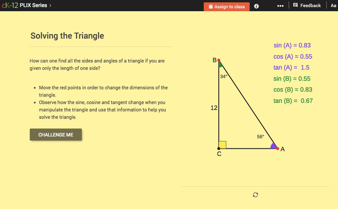 Pythagorean Theorem for Solving Right Triangles: Solving the Triangle Interactive