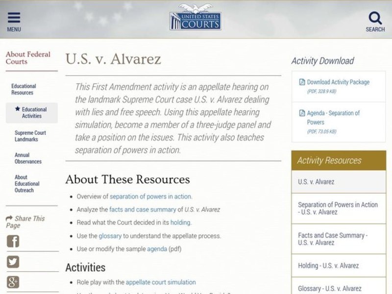 US v. Alvarez Activity