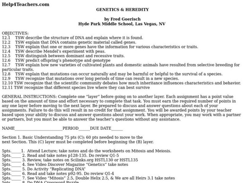 Genetics and Heredity Lesson Plan