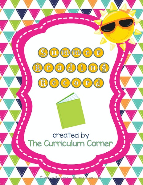 Summer Reading Record Organizer