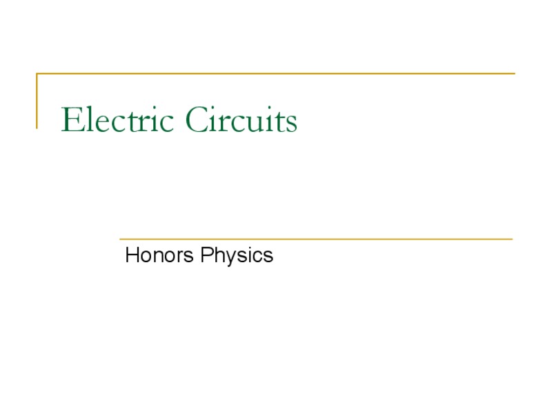 Electric Circuits PPT