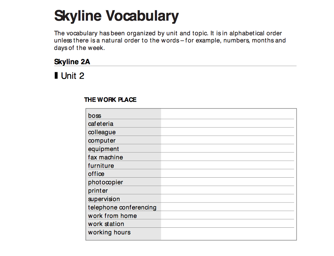 The Work Place Vocabulary Worksheet