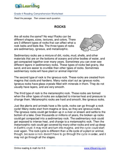 Rocks Worksheet