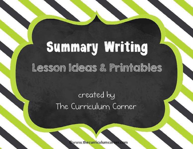 Summary Writing Organizer