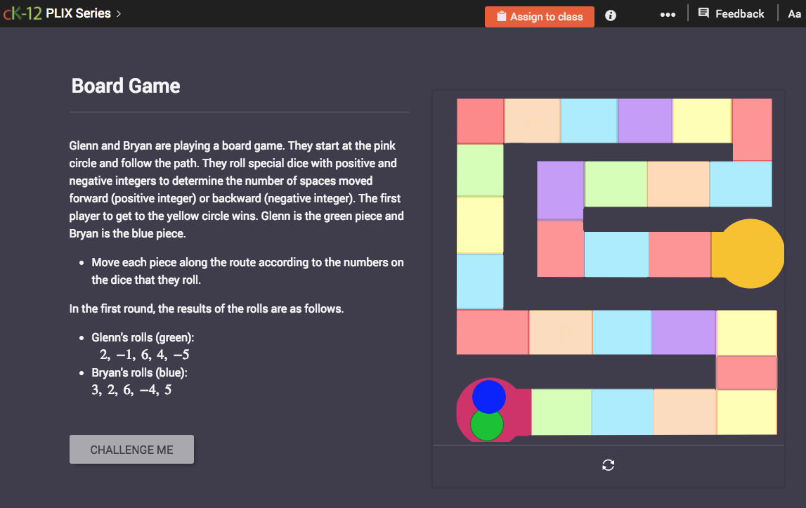 Sums of Integers with Different Signs: Board Game Interactive