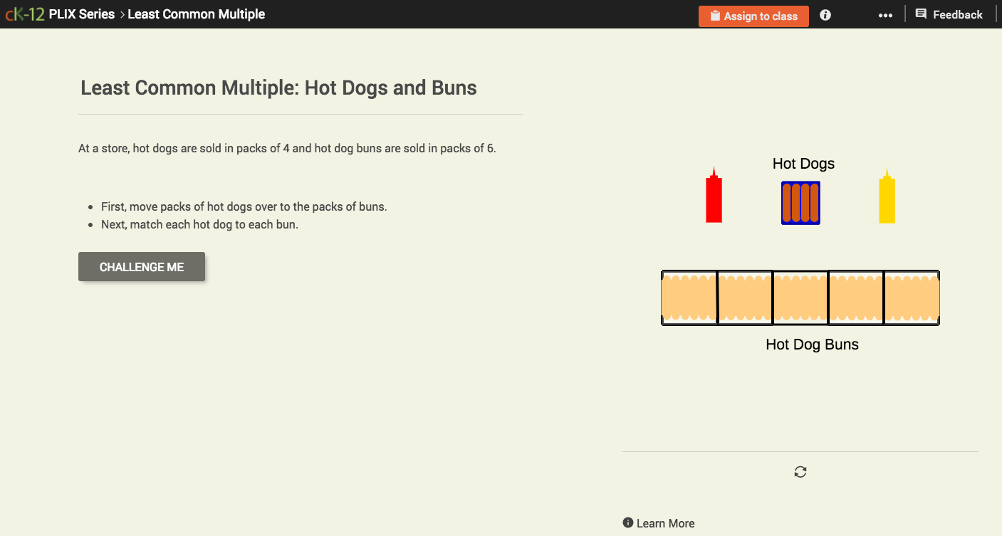Least Common Multiple: Hot Dogs and Buns Interactive