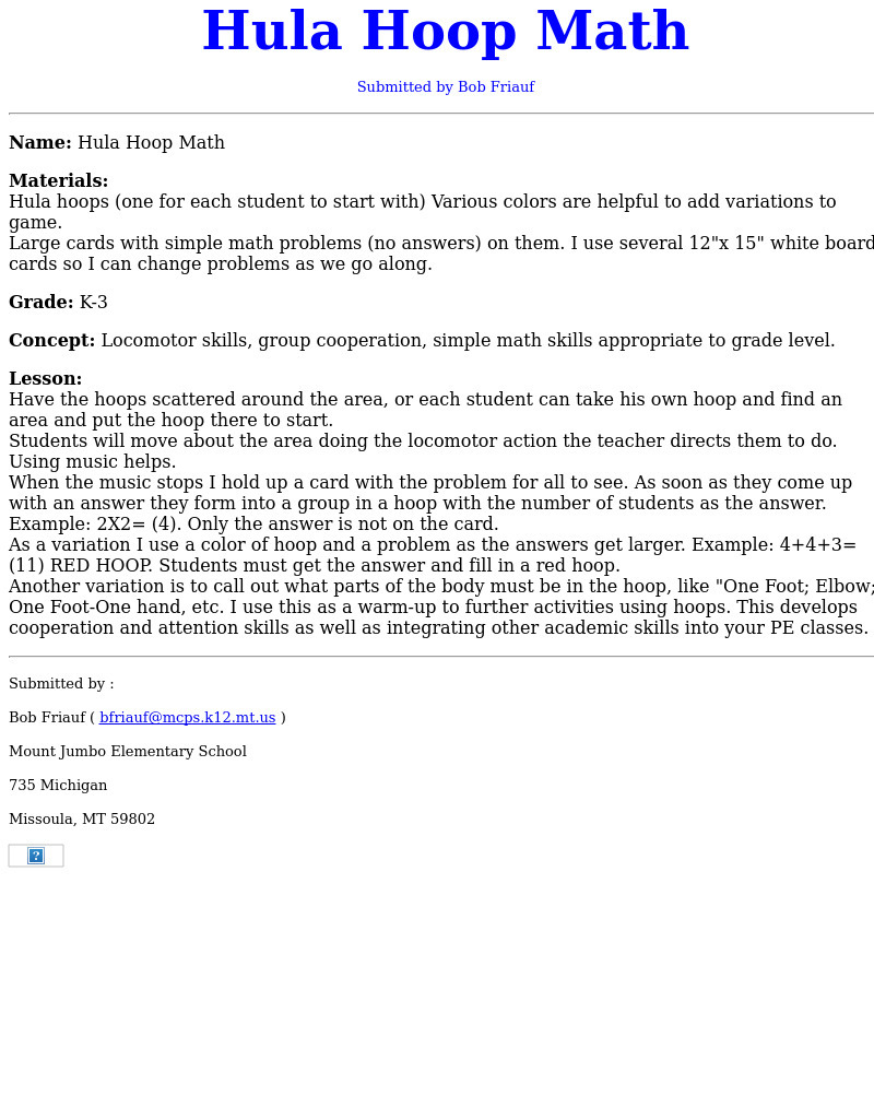 Hula Hoop Math Lesson Plan
