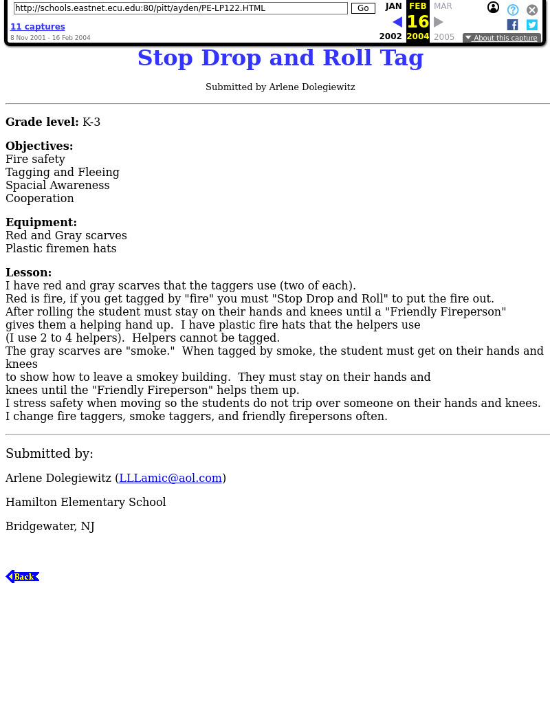 Stop Drop and Roll Tag Lesson Plan