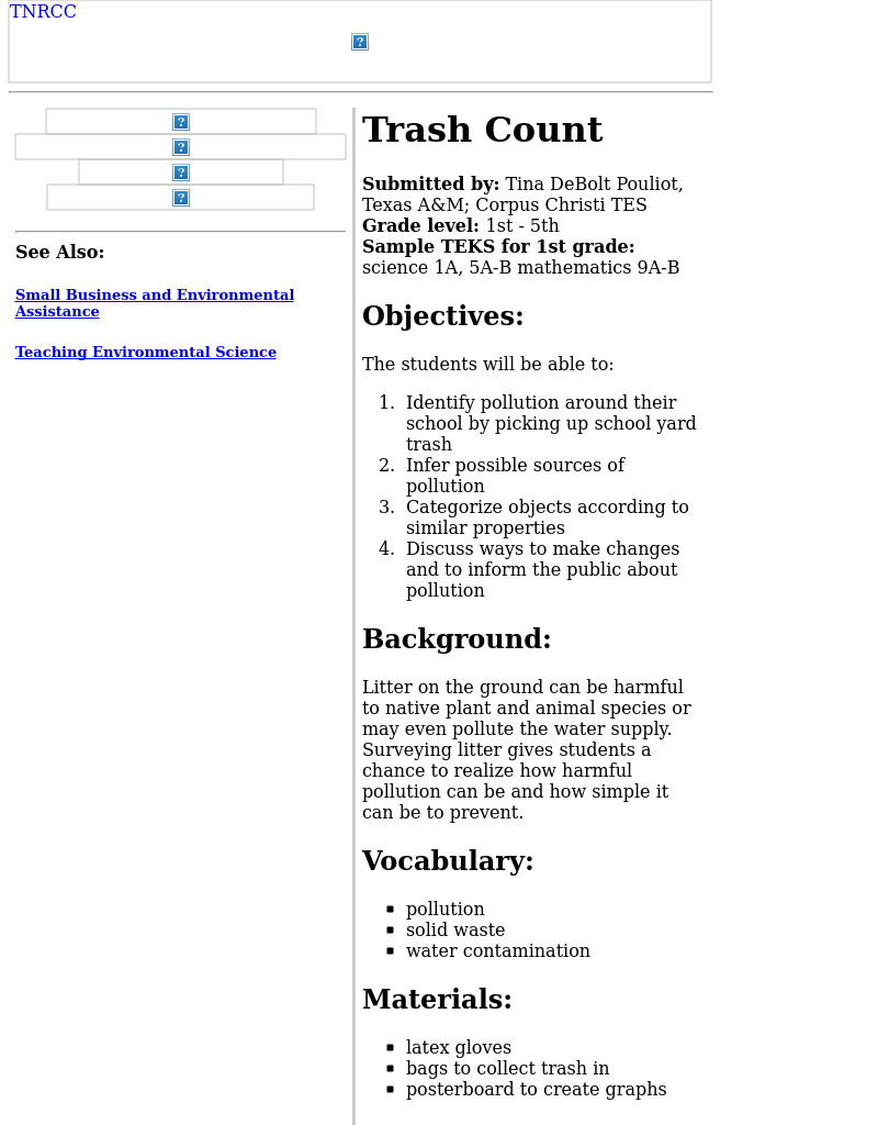 Trash Count Lesson Plan