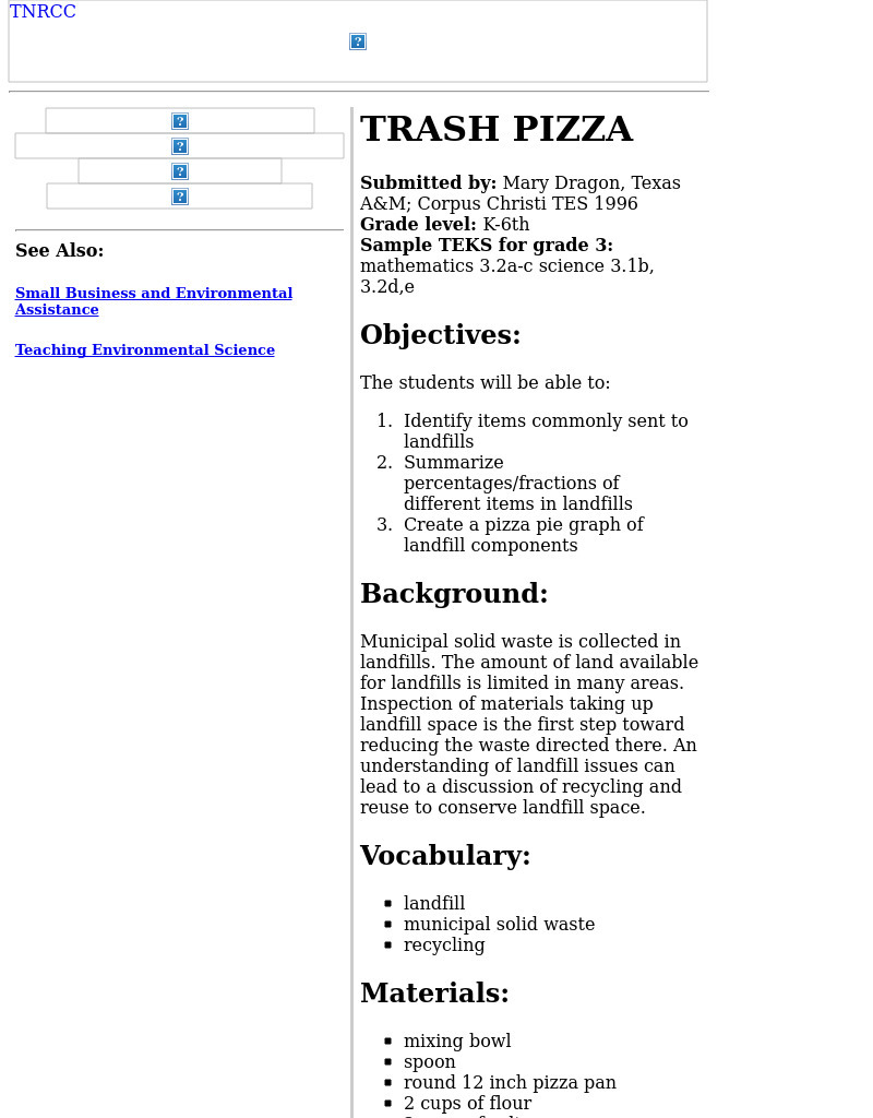 Trash Pizza Lesson Plan
