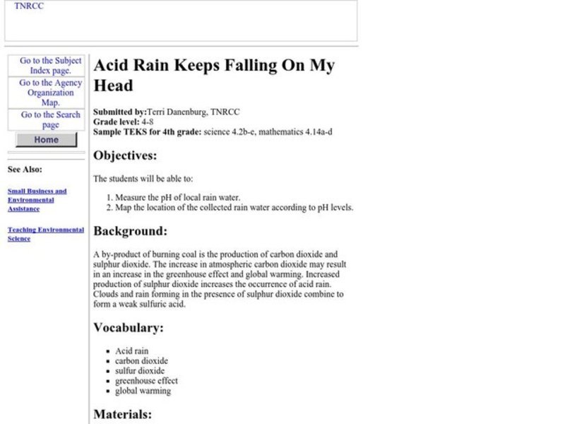 Acid Rain Keeps Falling On My Head Lesson Plan