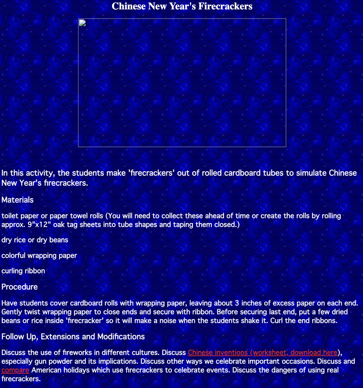 Chinese New Year's Firecrackers Lesson Lesson Plan