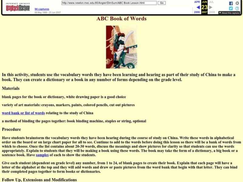 ABC Book of Words Lesson Plan