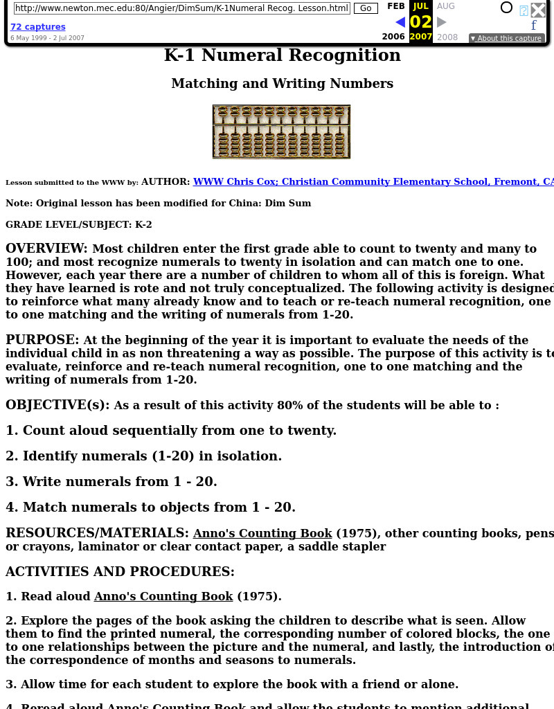 China: Dim Sum: K-1 Numeral Recognition Lesson Lesson Plan