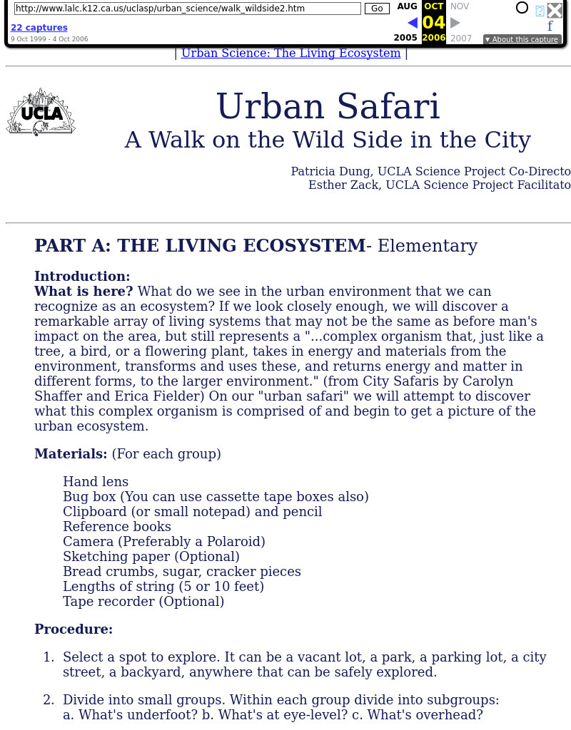 Urban Safari: A Walk on the Wild Side Lesson Plan
