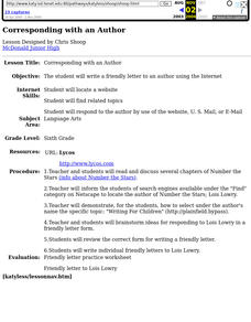 Corresponding with an Author Lesson Plan