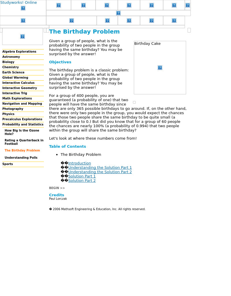 The Birthday Problem Lesson Plan