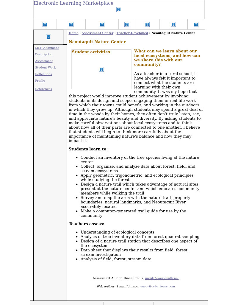 Neotaquit Nature Center: Ecosystems, Science, Technology Lesson Plan