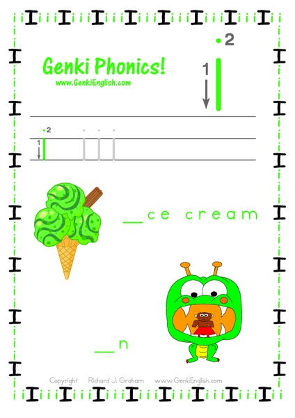 Genki Phonics: Letter i Worksheet