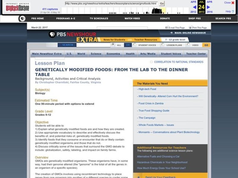 Genetically Modified Foods Lesson Plan