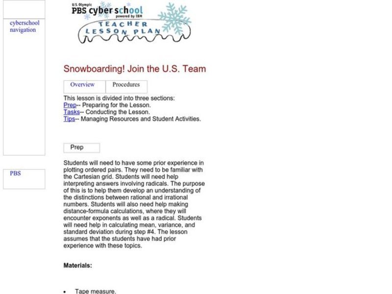 Snowboarding! Join the U.S. Team: Olympics, Math, Weather Lesson Plan