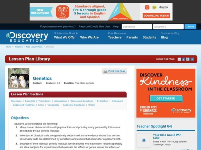 Genetics Lesson Plan