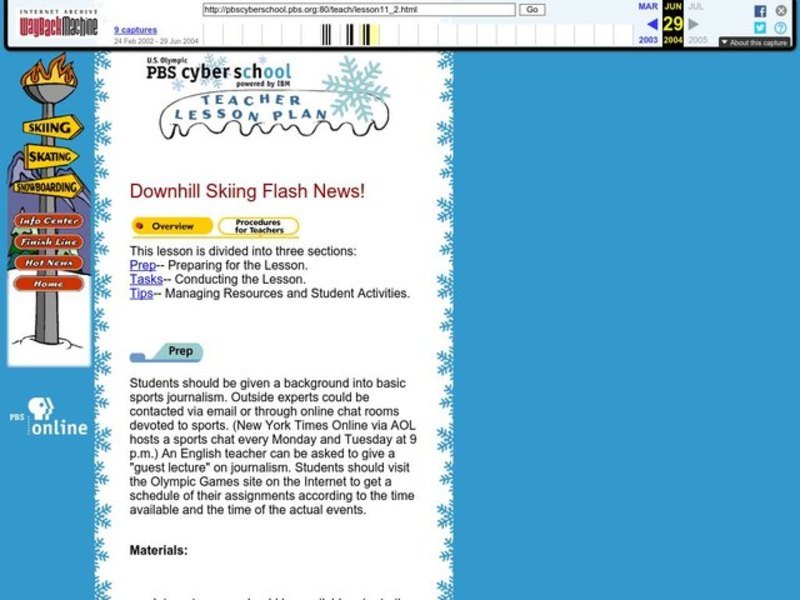 Downhill Skiing Flash News! Lesson Plan