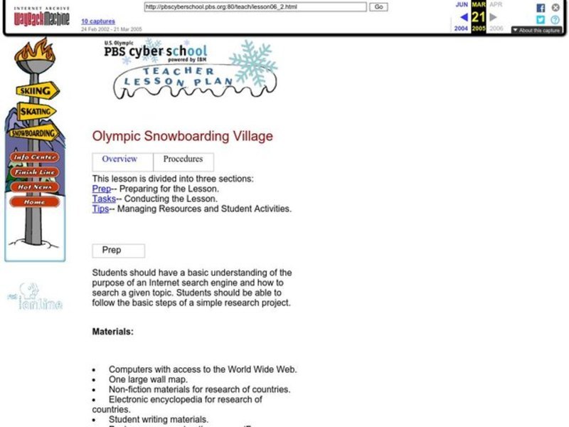 Olympic Snowboarding Village Lesson Plan