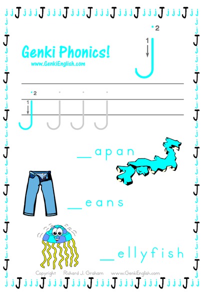 Genki Phonics: Letter j Worksheet