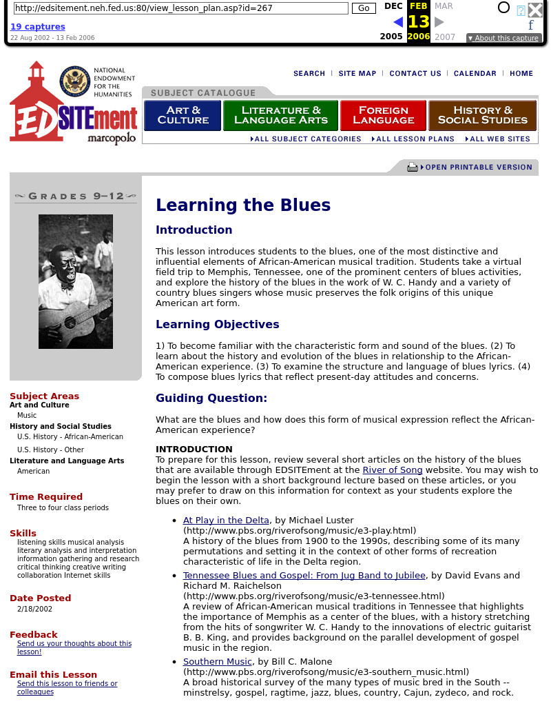 Learning the Blues Lesson Plan