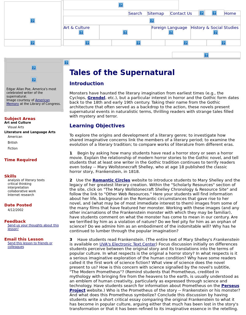 Tales of the Supernatural Lesson Plan