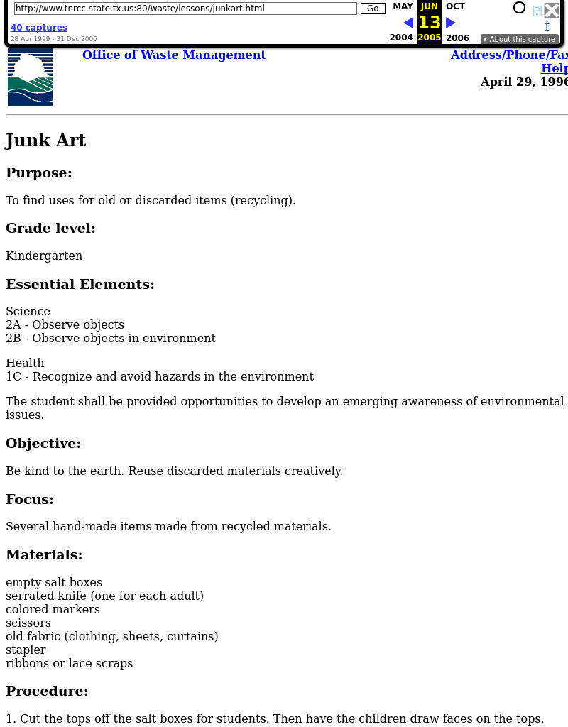 Junk Art Lesson Plan