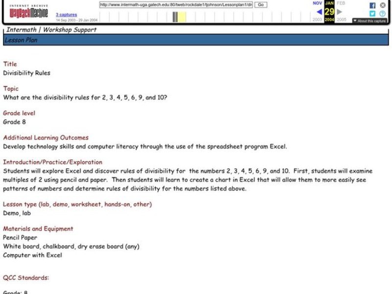Divisibility Rules Lesson Plan