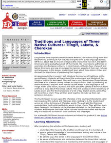 Traditions and Languages of Three Native Cultures: Tlingit, Lakota, & Cherokee Lesson Plan