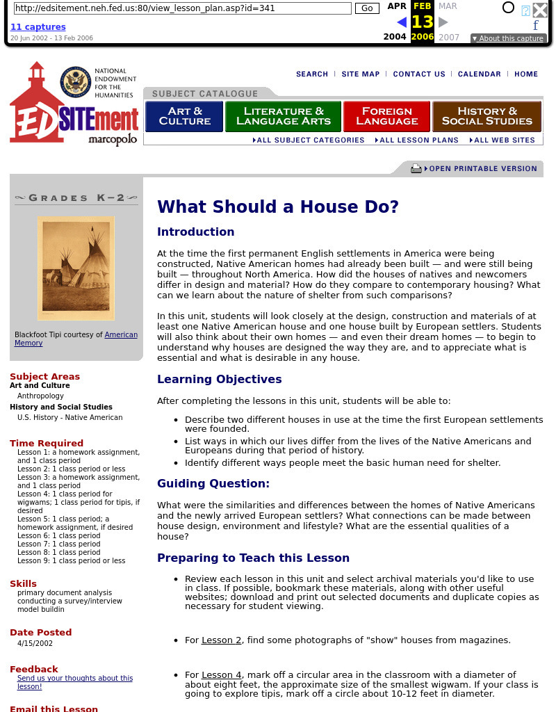 What Should a House Do? Lesson Plan