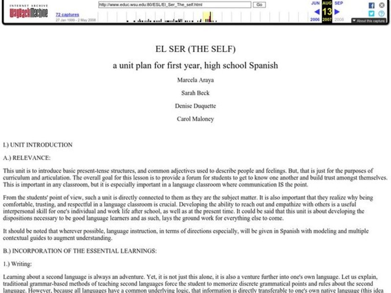 The Self Lesson Plan