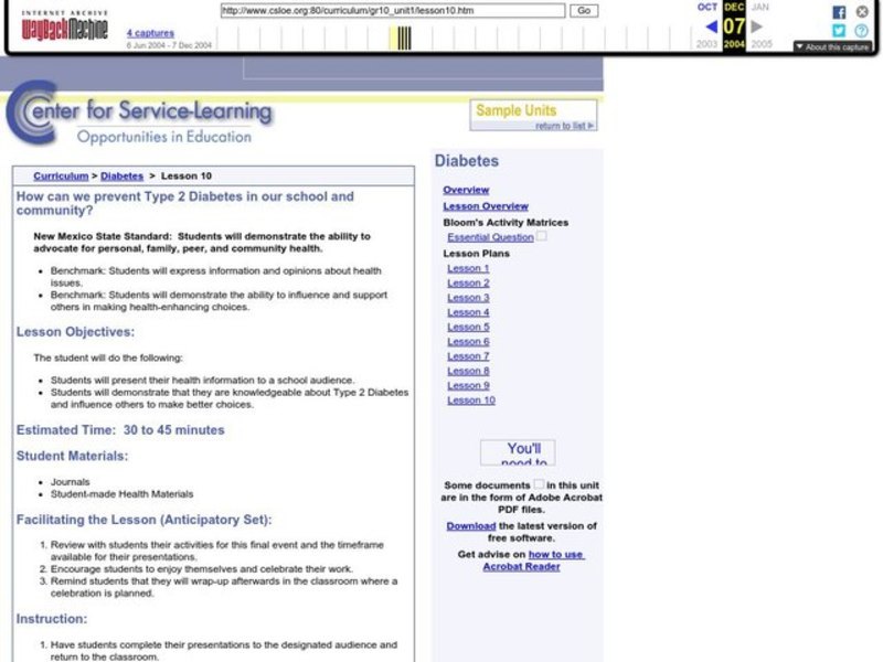 How Can We Prevent Type 2 Diabetes Lesson Plan