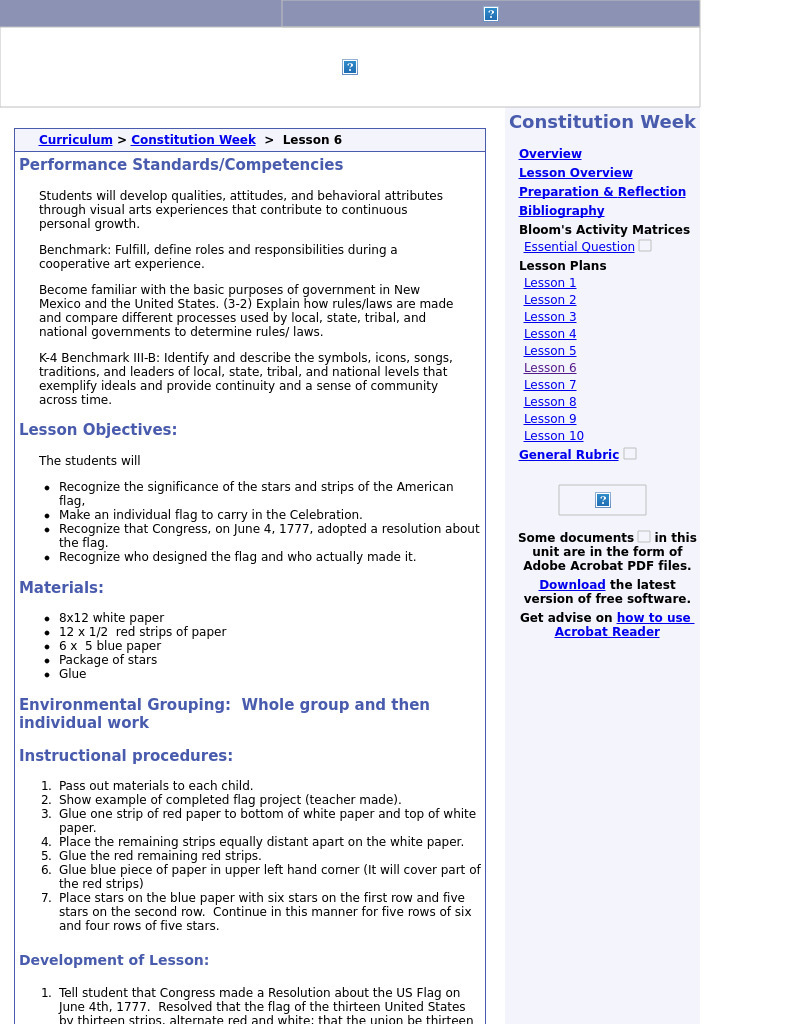 American Flag Lesson Plan