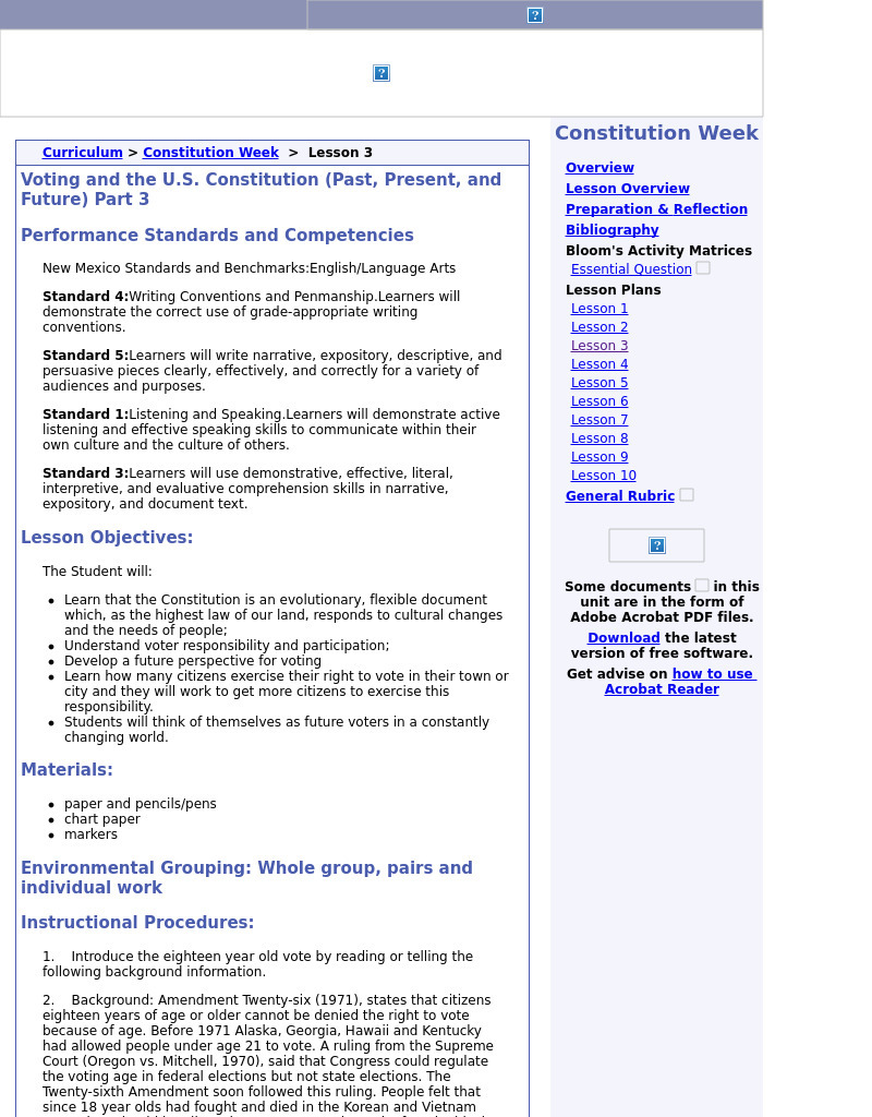 Voting and the U.S. Constitution (Past, Present, and Future) Lesson Plan