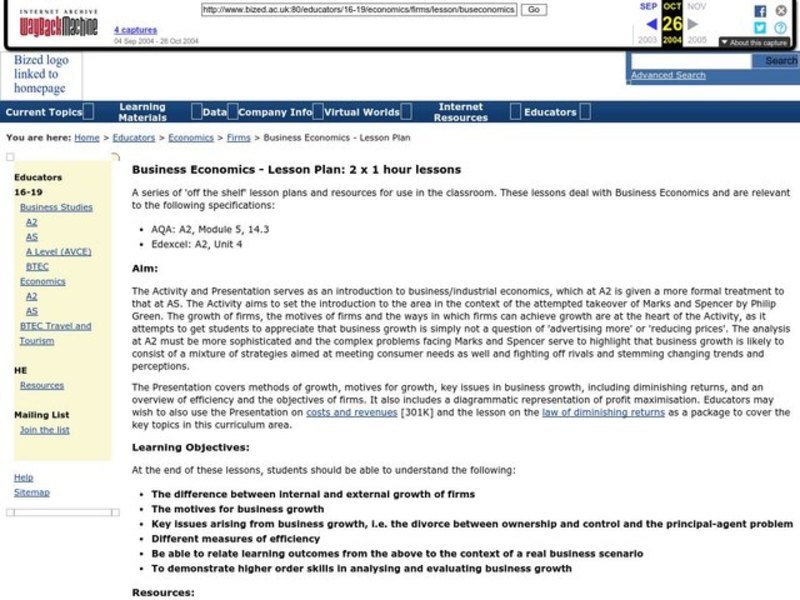 Business Economics Lesson Plan