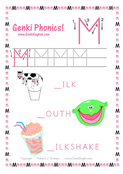 Genki Phonics: Letter M Worksheet