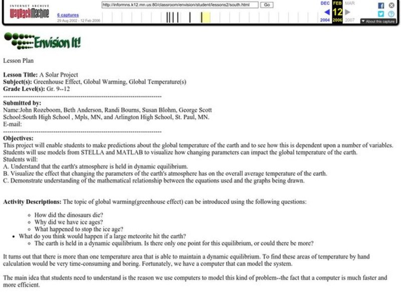 A Solar Project Lesson Plan