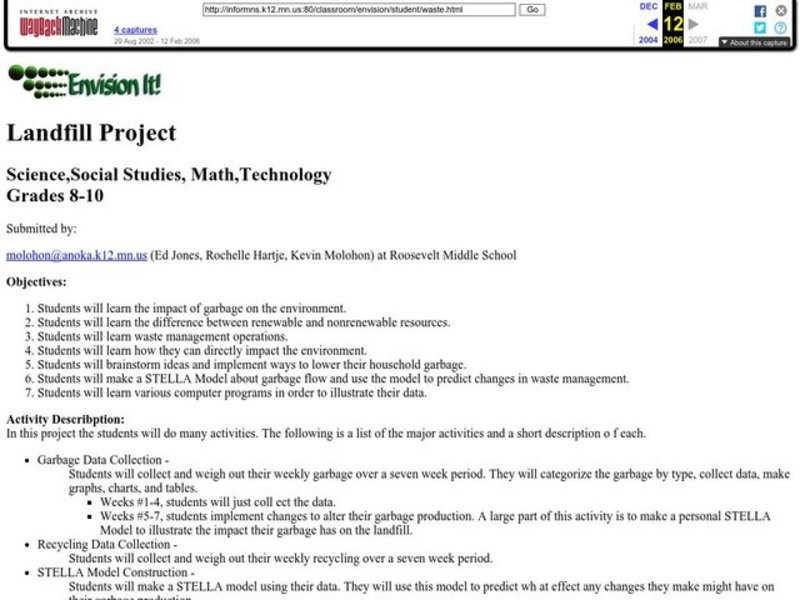 Landfill Project Lesson Plan